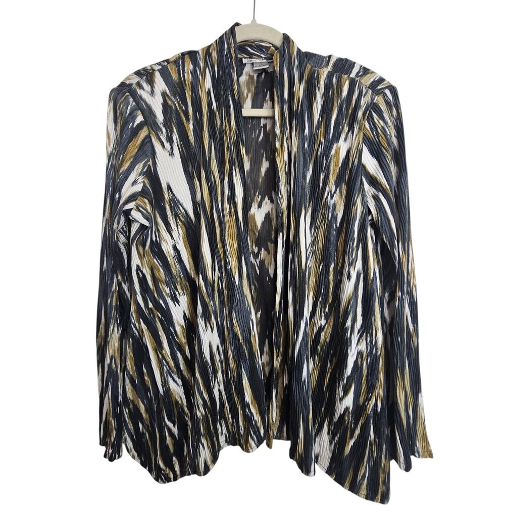 Alberto Makali Open Front Textured Cardigan Size M Artsy Crimped Mob Wife Retro